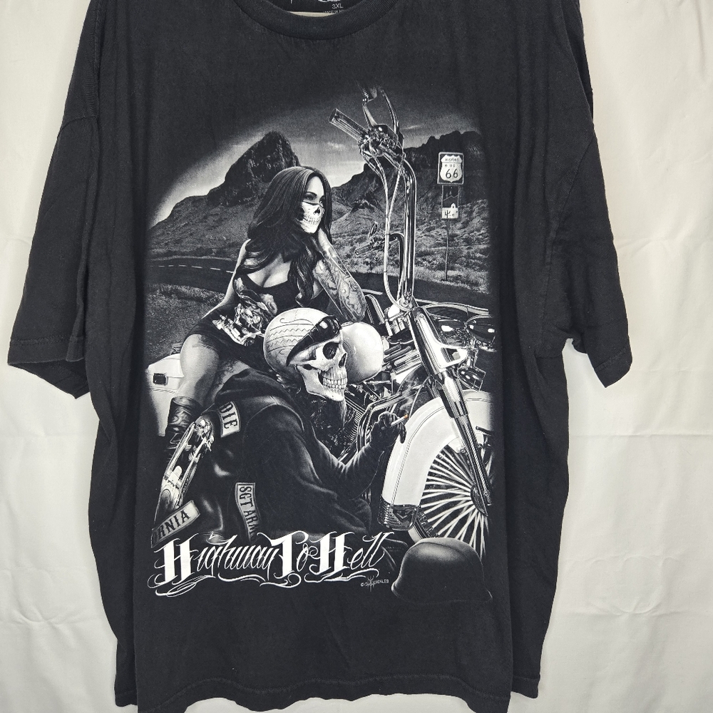 Ride Or Die "Highway To Hell" Biker Short Sleeve Black T-Shirt Mens Sz. 3XL